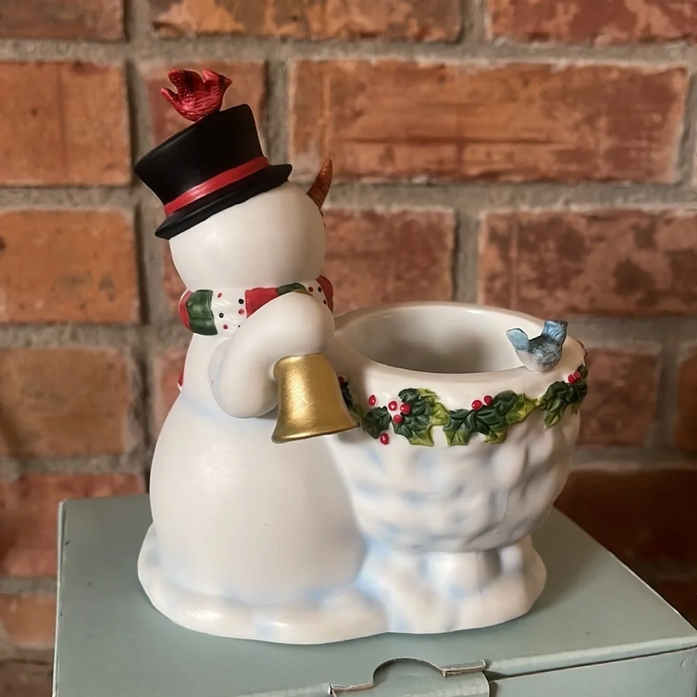 NIB PartyLite Snowbell Snowman Votive Holder