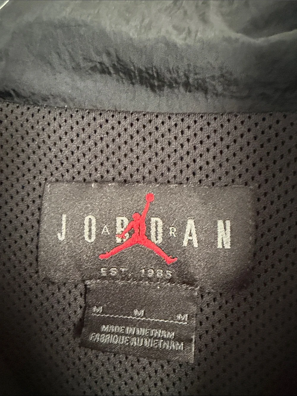 Jordan Men's Charcoal Black Windbreaker with White Jumpman