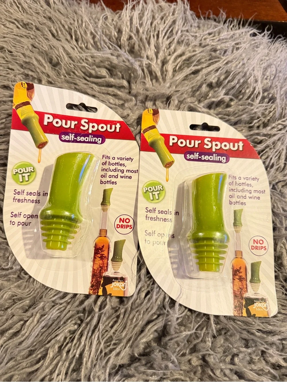 Jokari Pour Spout Self-Sealing No Drip Oil & Wine Bottle Pourers Set of 2