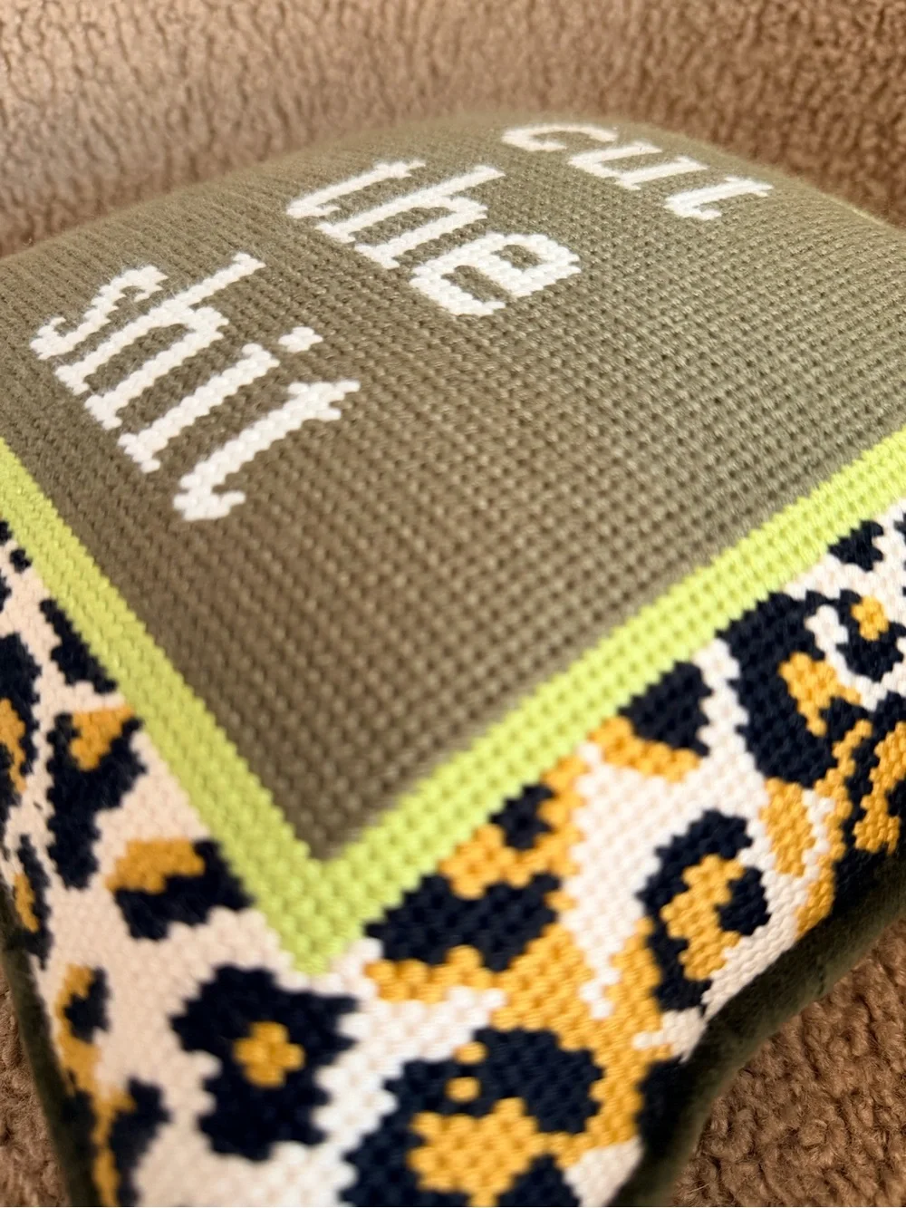 Furbish Studio “Cut the Shit” Needlepoint Pillow