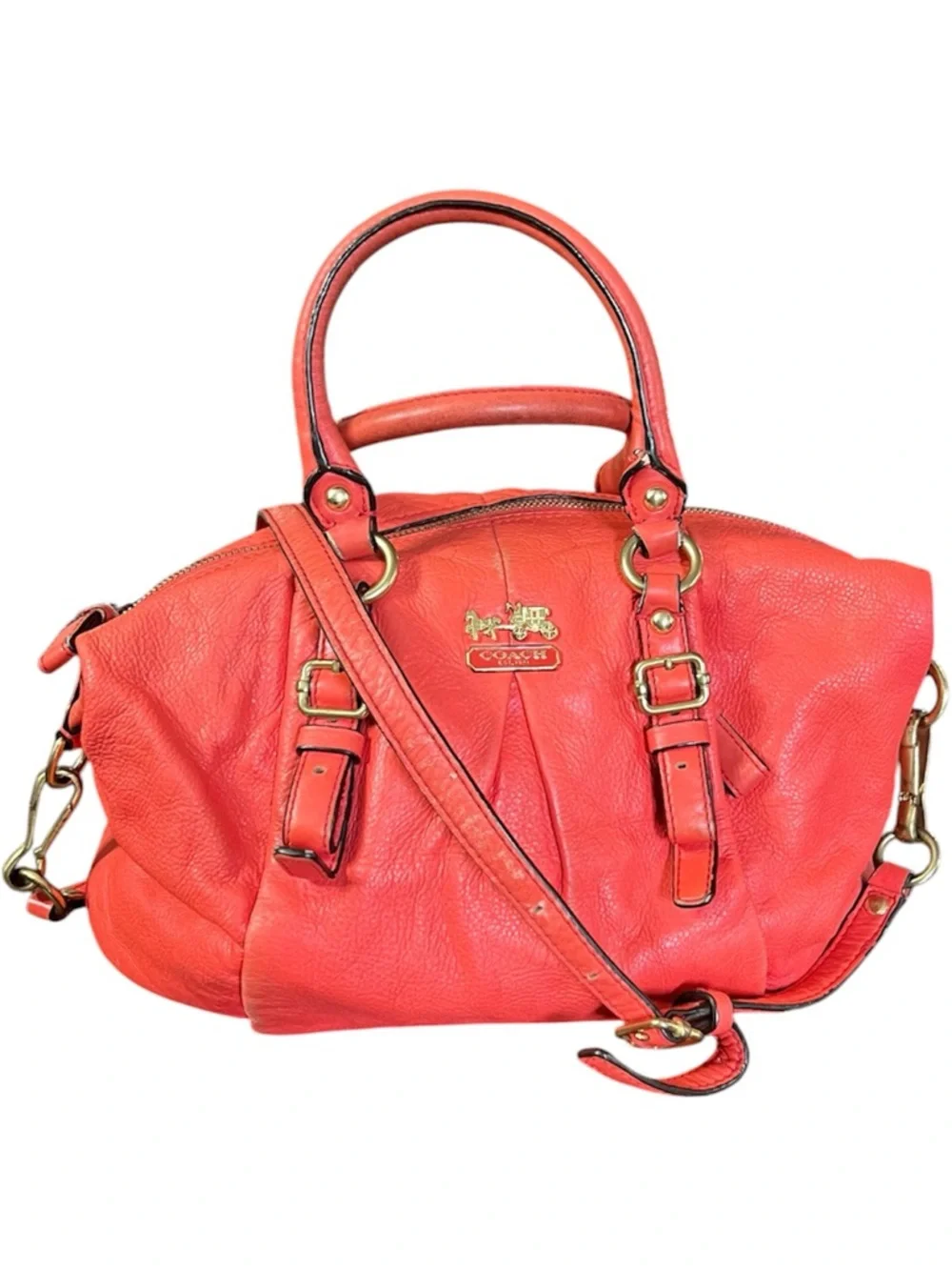 Coach Madison Juliette Satchel Coral Leather Bag 21222 GUC