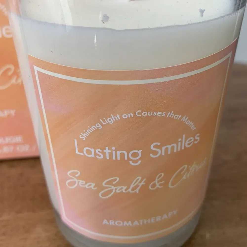 Lasting Smiles Cause Candle - Sea Salt Citrus Aromatherapy 6.8 oz - 50 hr