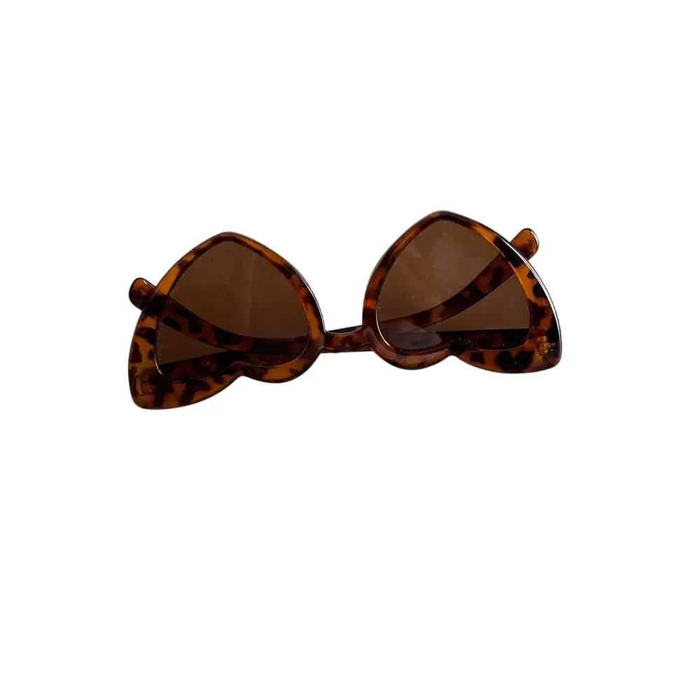 Heart Shaped Tortoise Shell Sunglasses Brown Lenses