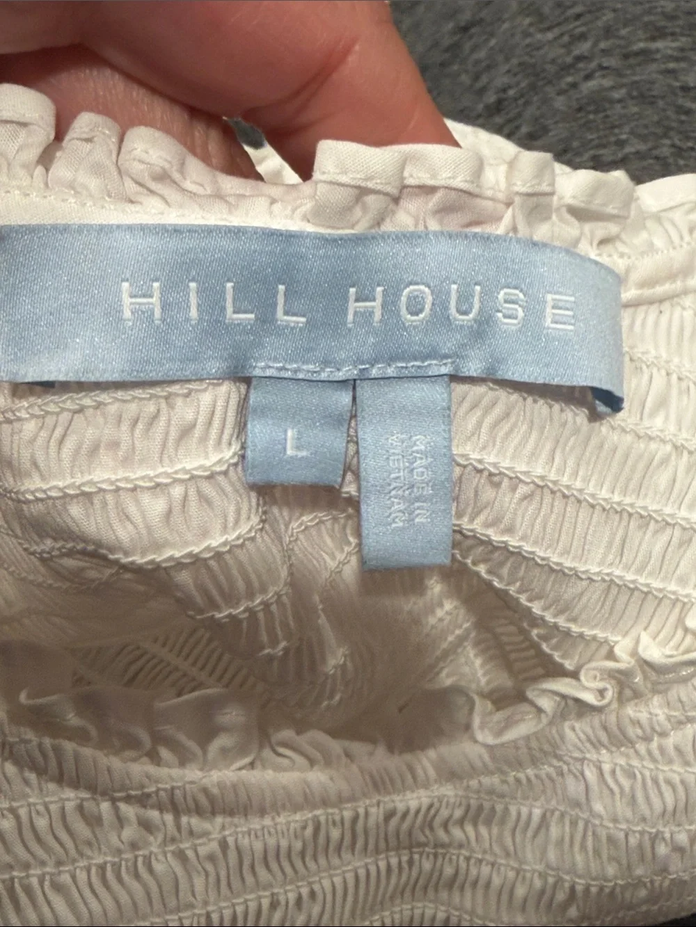 Hill House the aiko white‎ smocked top with puff sleeves large
