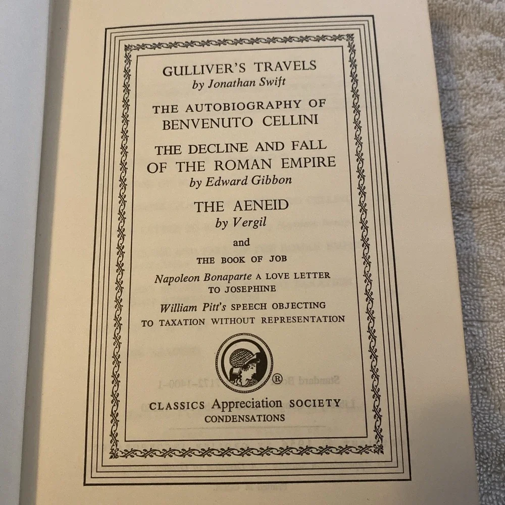Grolier-1956-Gulliver's Travels-Autobiography‎ Benvenuto Cellini-Decline Roman…
