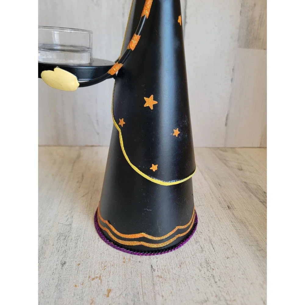 Party Lyte abracadabra witch metal tea light holder Halloween bat glitter star