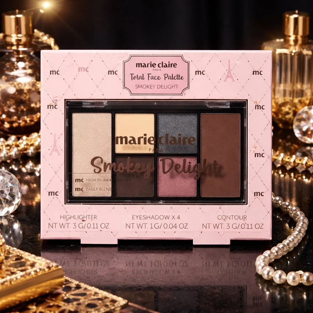 Marie Claire‎ Paris Smokey Delight Total Face Palette Highlighter Eyeshadow NEW