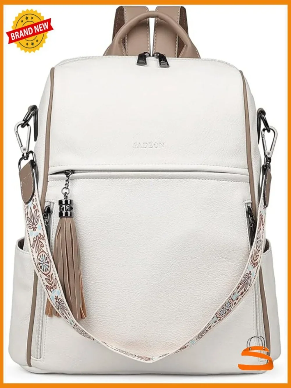 Faux Leather Convertible Backpack Purse with Tassel 12 Pockets Travel Work