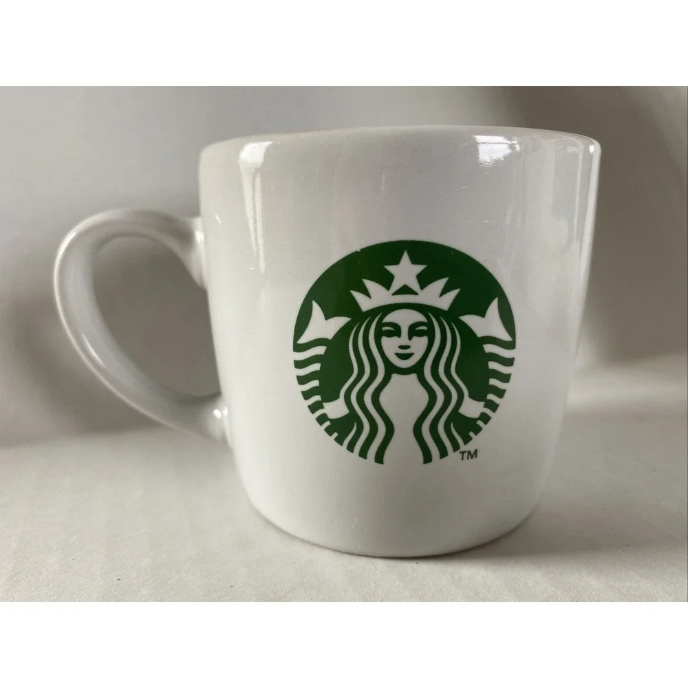 Starbucks Small Ceramic Coffee Mug Green Siren Mermaid Logo 7.8 oz Cup