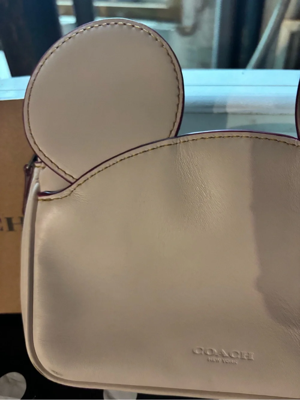 Coach white Leather Mickey-Ear wristlet Bag