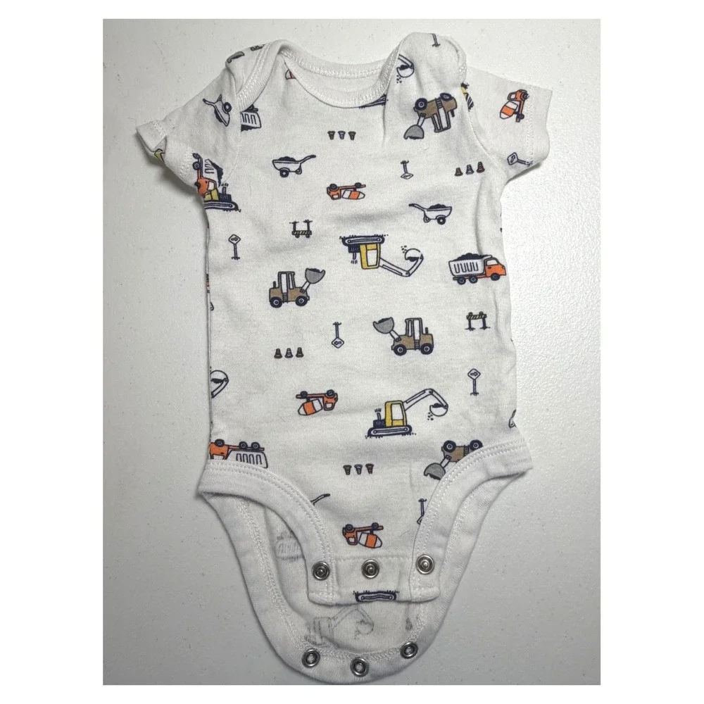 Carters Baby Bodysuit Lot & Dreamwear Pants 3M NB 18M Animal Construction Olive