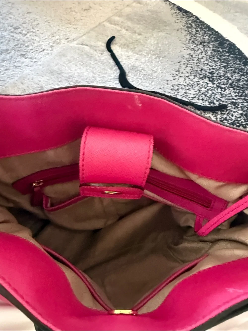 Michael Kors Pink, White & Black Leather Satchel with Gold Hardware !!