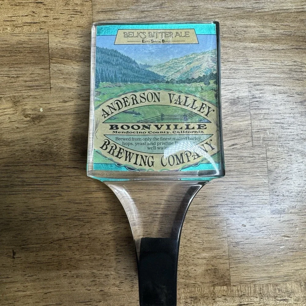 Vintage Anderson Valley Brewing Belks Bitter Ale Acrylic Beer Tap Handle Bar
