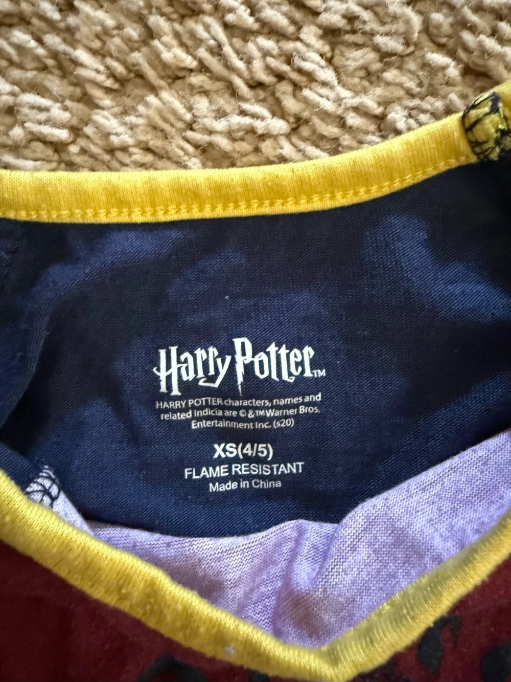 Warner Bros. Kids Two-Piece Pajama Set - Burgundy, Navy & Yellow