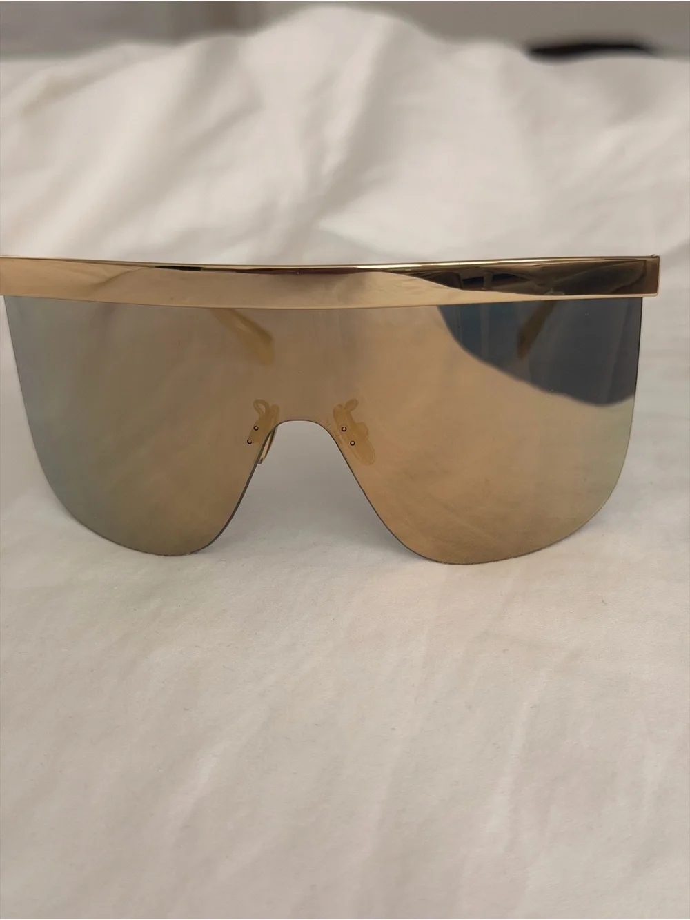 Celine Gold Mirrored Visor Shield Sunglasses with Black Pouch