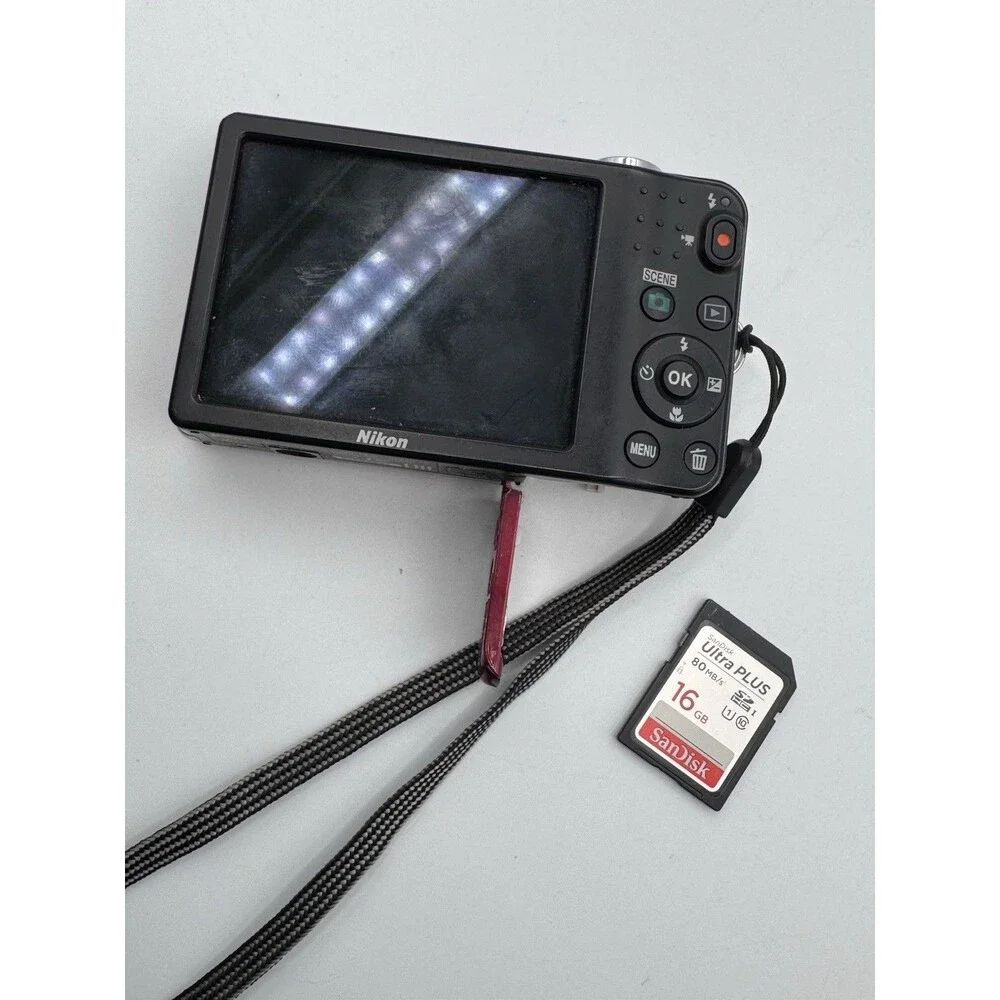 Nikon Coolpix L30 Red 20.1MP 5X Digital Camera AS IS Broken Battery Door