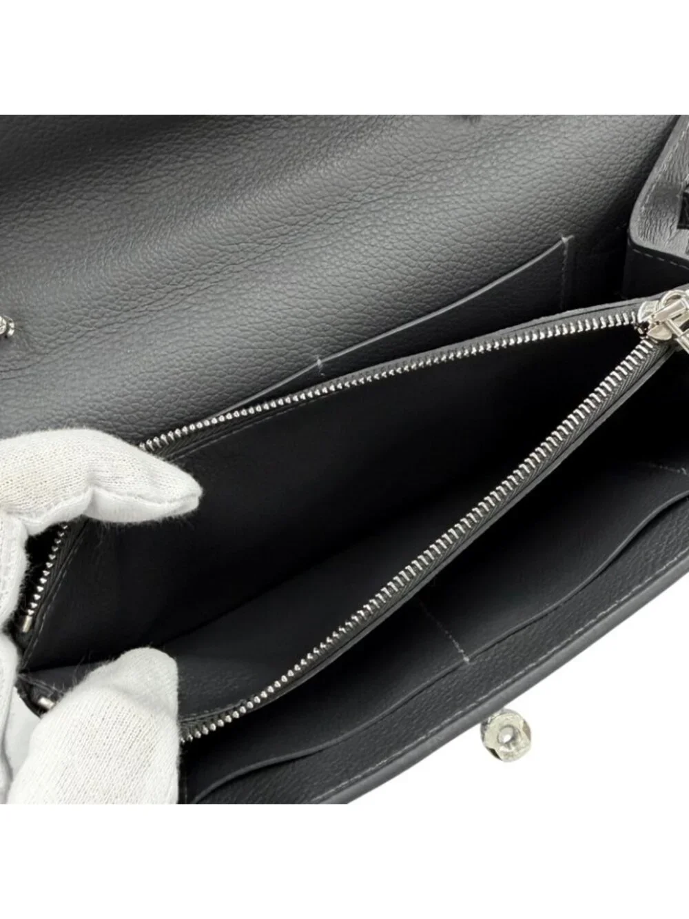 Hermes Kelly Wallet To Go Color Ardoise Silver Shoulder