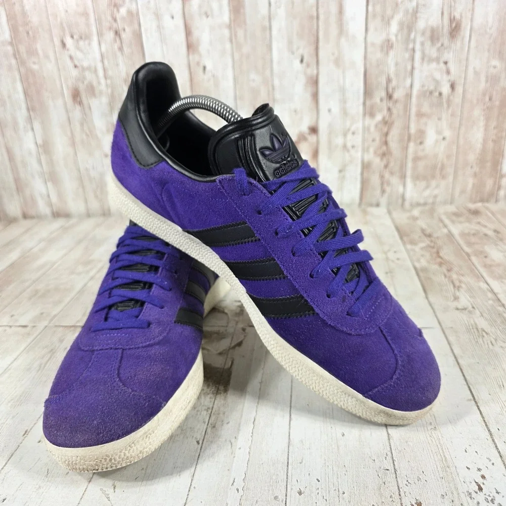 Adidas Gazelle Purple Black Suede Leather Mens Sneakers BZ0034 Size 9.5