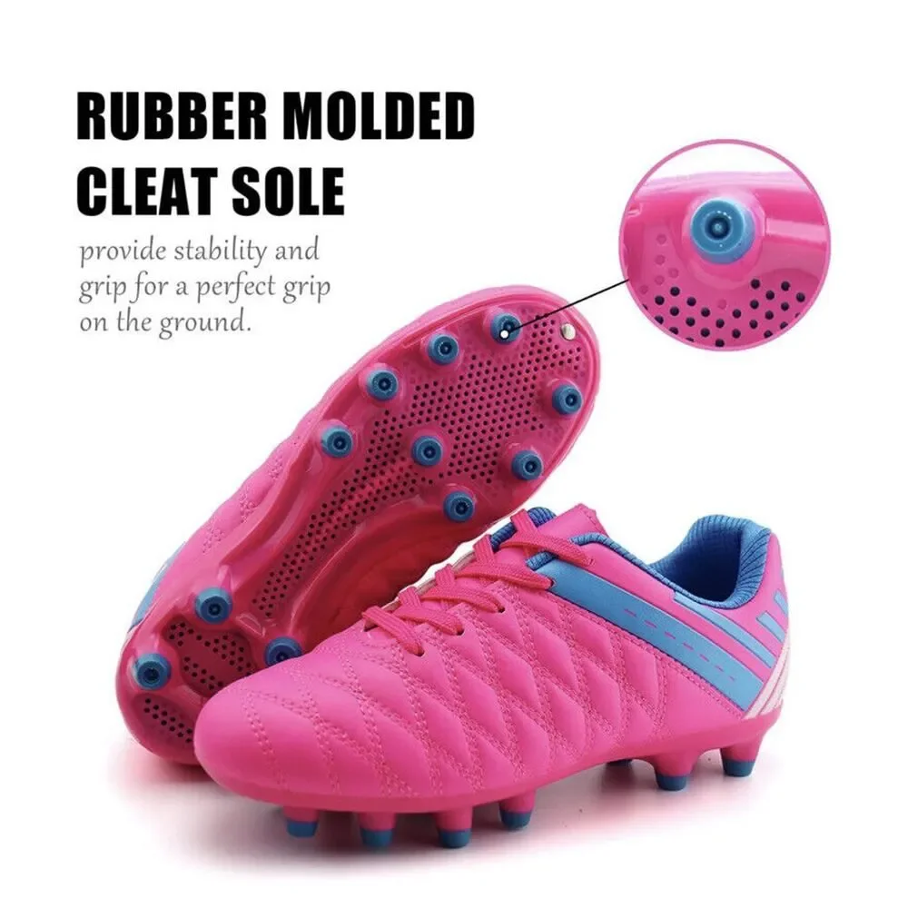 BROOMAN Youth Kids Girls Neon Pink Soccer Softball Cleats Athletic Shoes 11