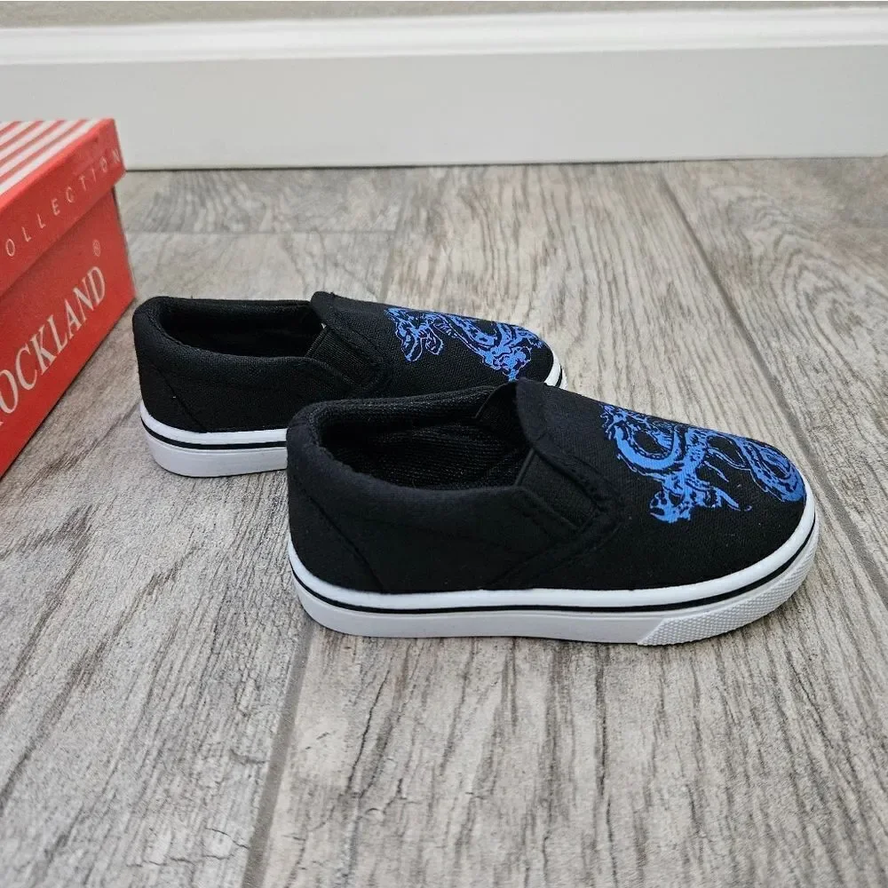 Rockland Black and Blue Dragon Slip On Shoes Size 4T
