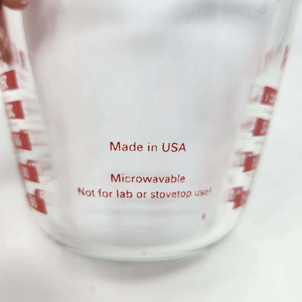 Vintage PYREX 1 Cup Measuring‎ Cup Red Lettering J Handle