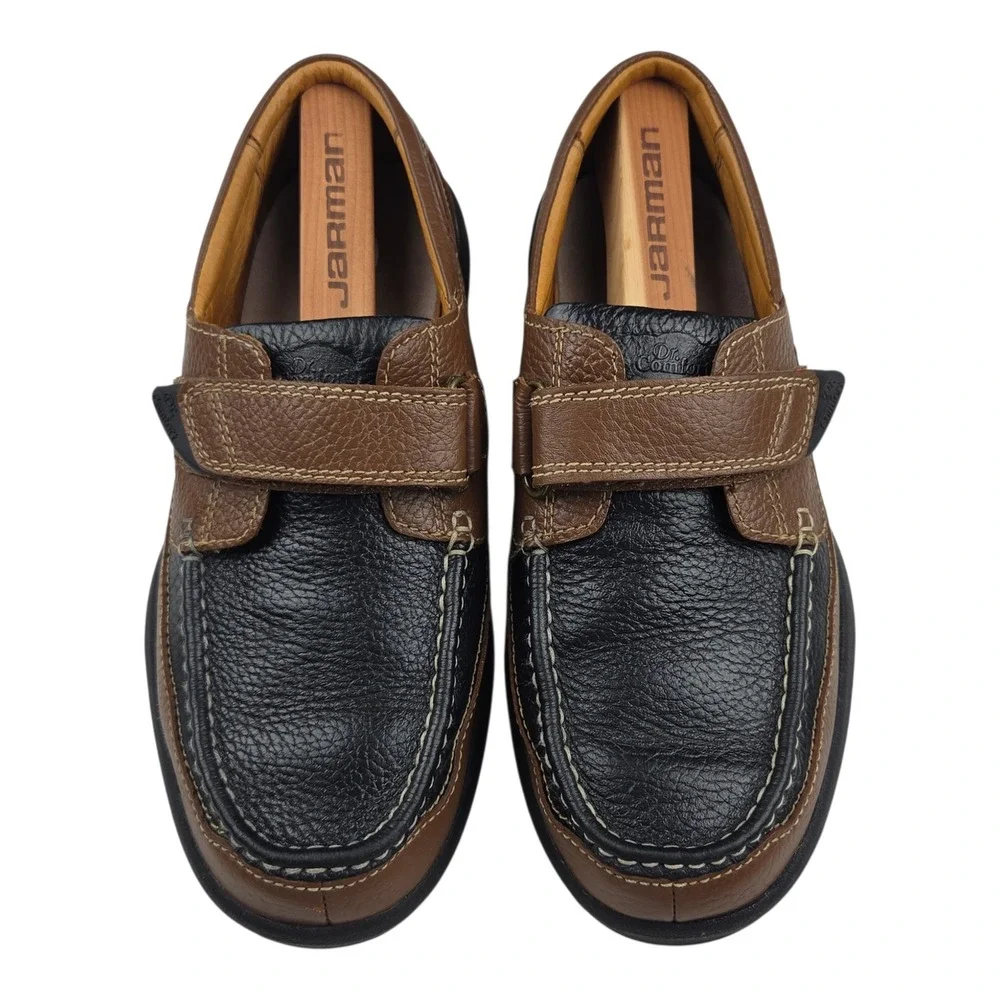 Dr. Comfort Mike Boat Shoes 8660 10.5W Brown Black Leather Therapeutic Loafers