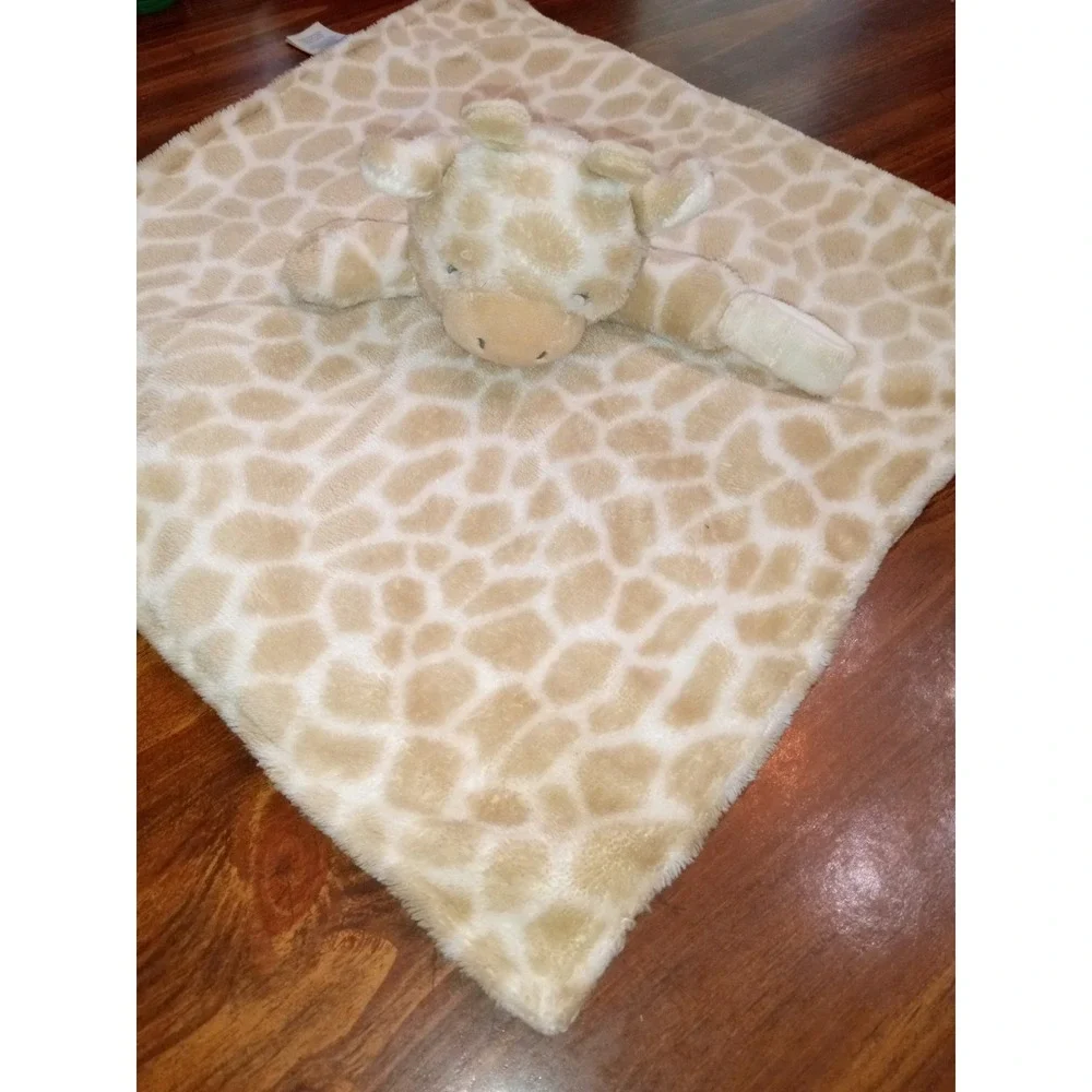 Plush Giraffe‎ Lovey Security Blanket Tan White Animal Print Baby Snuggler