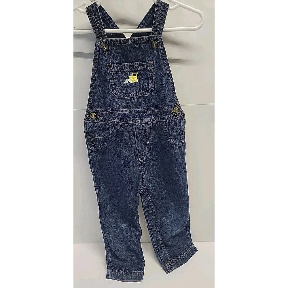 Carter's Blue Denim Embroidered Bib Overalls - Size‎ 18 months