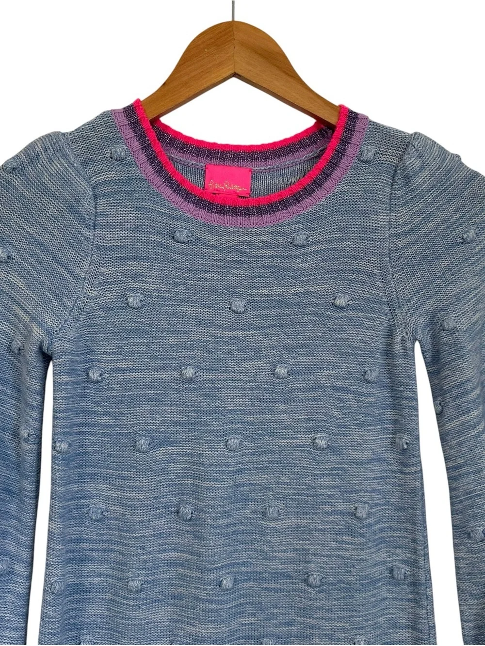 Lilly Pulitzer Girls Mini Verna Sweater Dress Blue Peri Marl Knit Sz Large 8-10