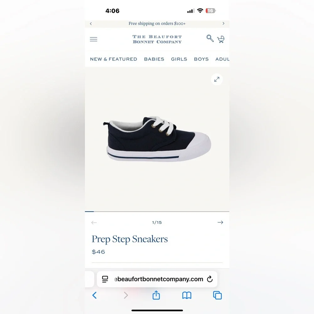The Beaufort Bonnet Company Navy and White Kids Sneakers