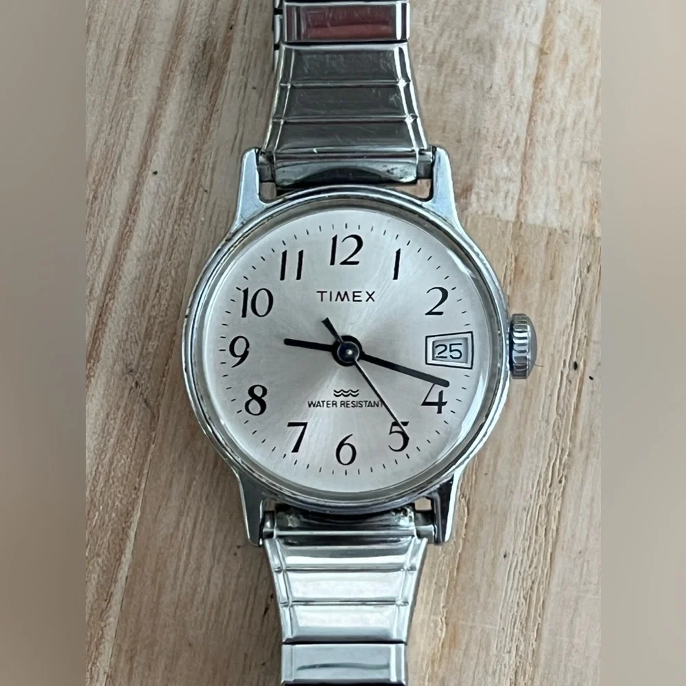 Timex Ladies Watch Vintage Mechanical Winding Stainless Dial and Stretch Band