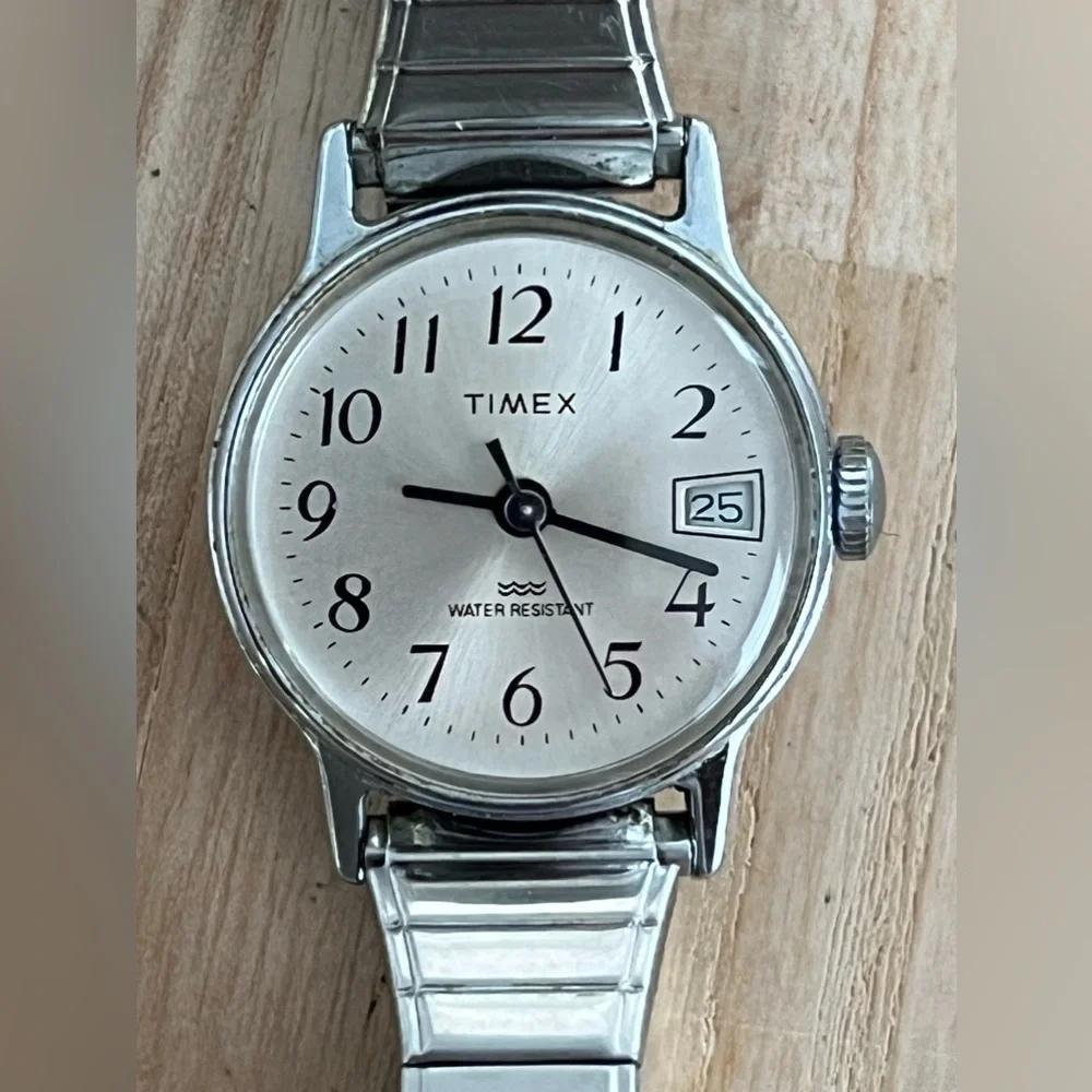 Timex Ladies Watch Vintage Mechanical Winding Stainless Dial and Stretch Band