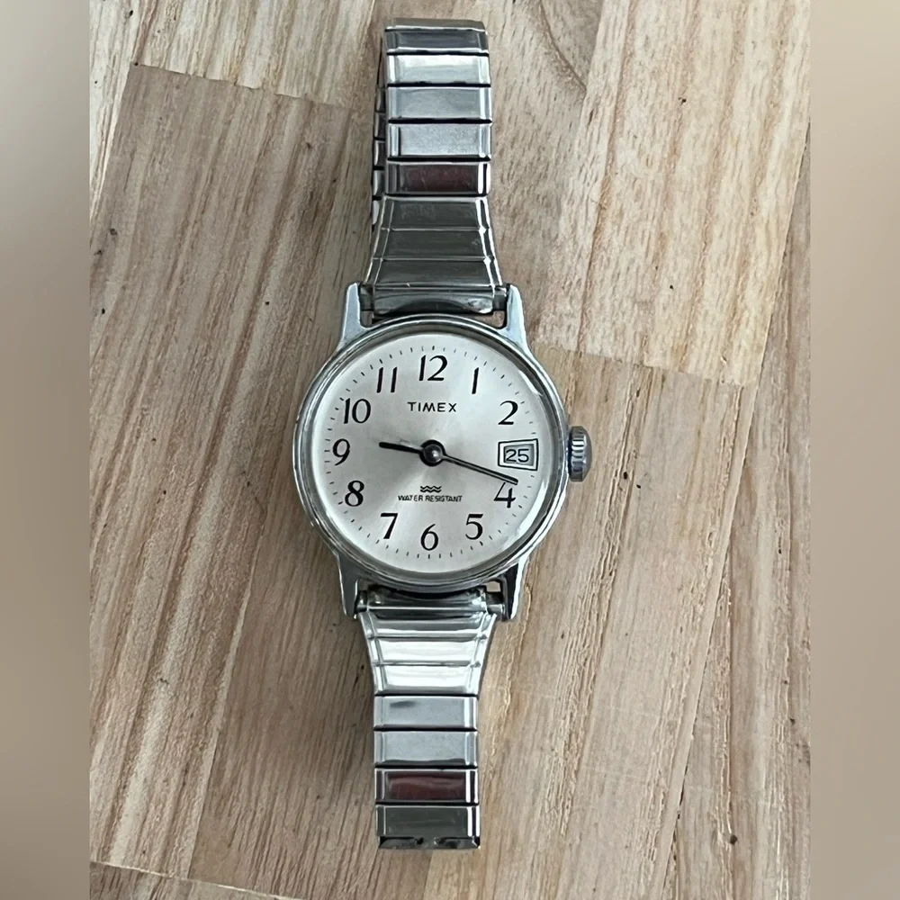Timex Ladies Watch Vintage Mechanical Winding Stainless Dial and Stretch Band