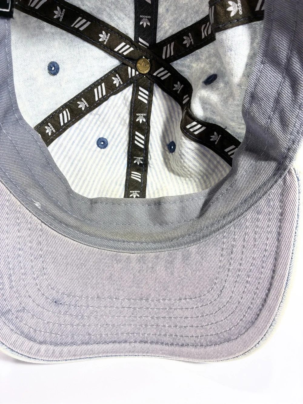 Adidas Originals Acid Wash Denim Trefoil Strapback Hat OSFW