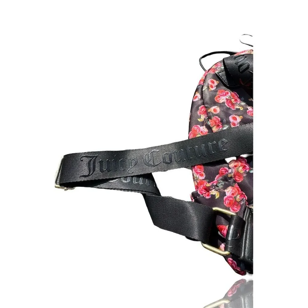 Juicy Couture Women's Mini Floral Backpack Black Adjustable Straps