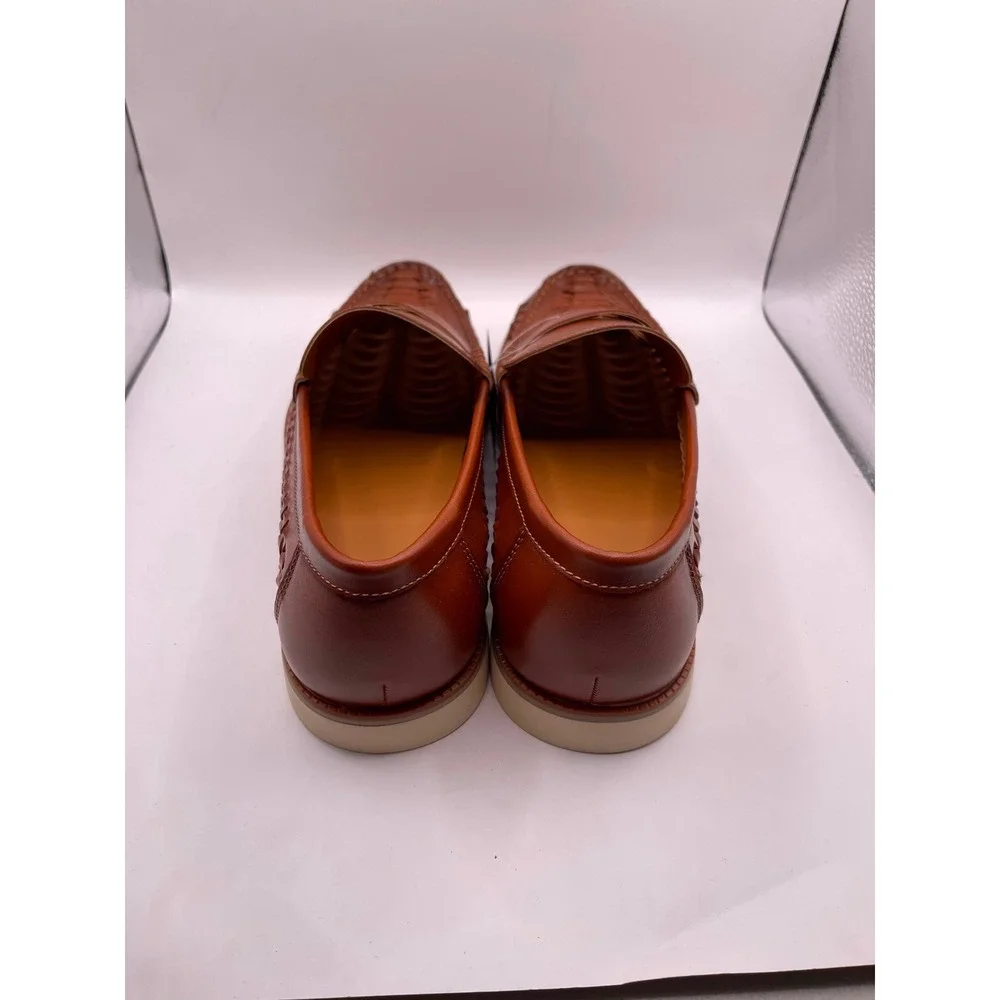 Stafford Barolo Cognac Woven Penny Loafers Mens 10 M Memory Foam Slip On Shoes