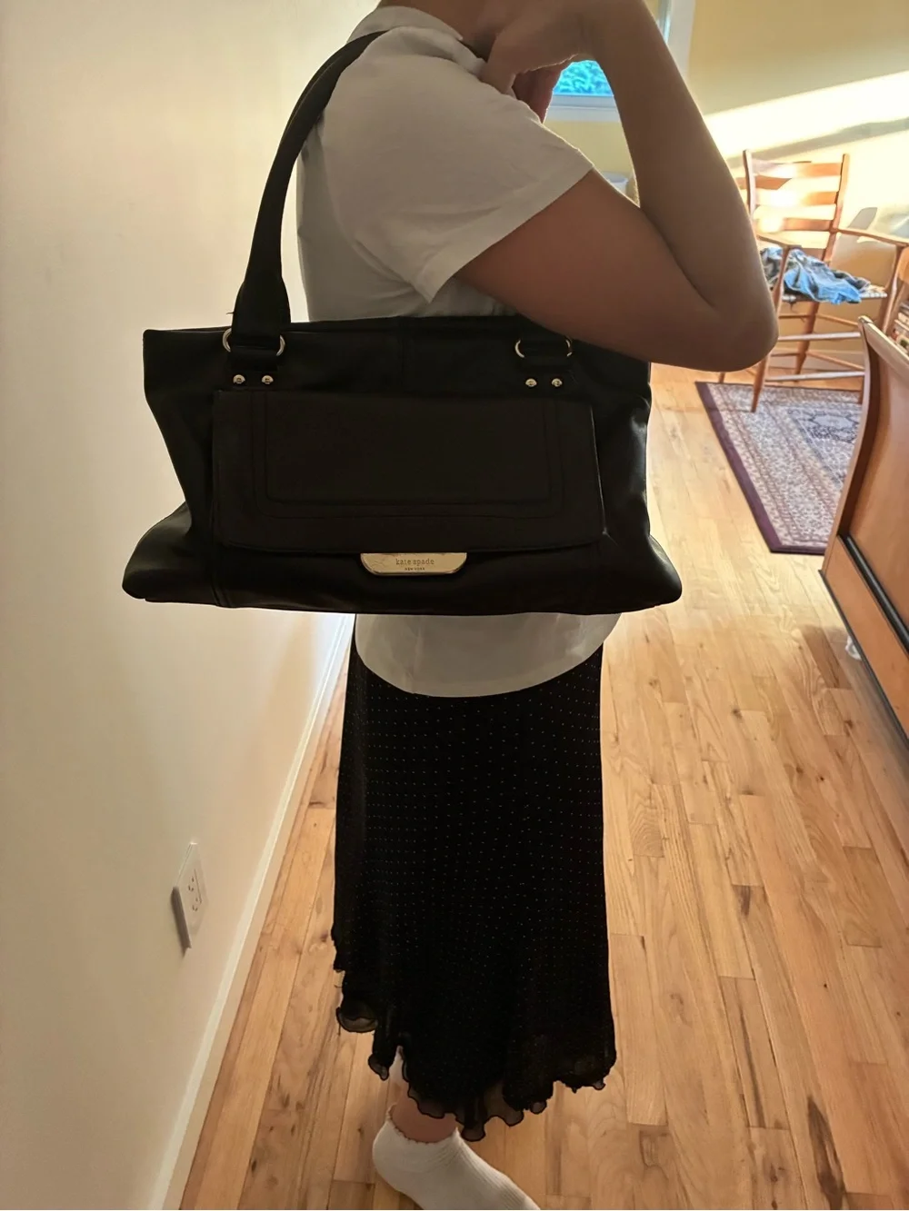 kate spade black leather