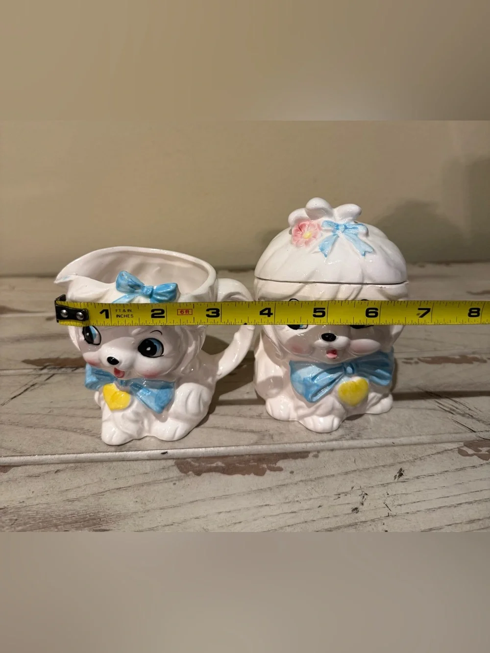 Vintage 1950s Lefton Mr. Toodles Puppy Dog Creamer & Sugar Set Retro Kitsch