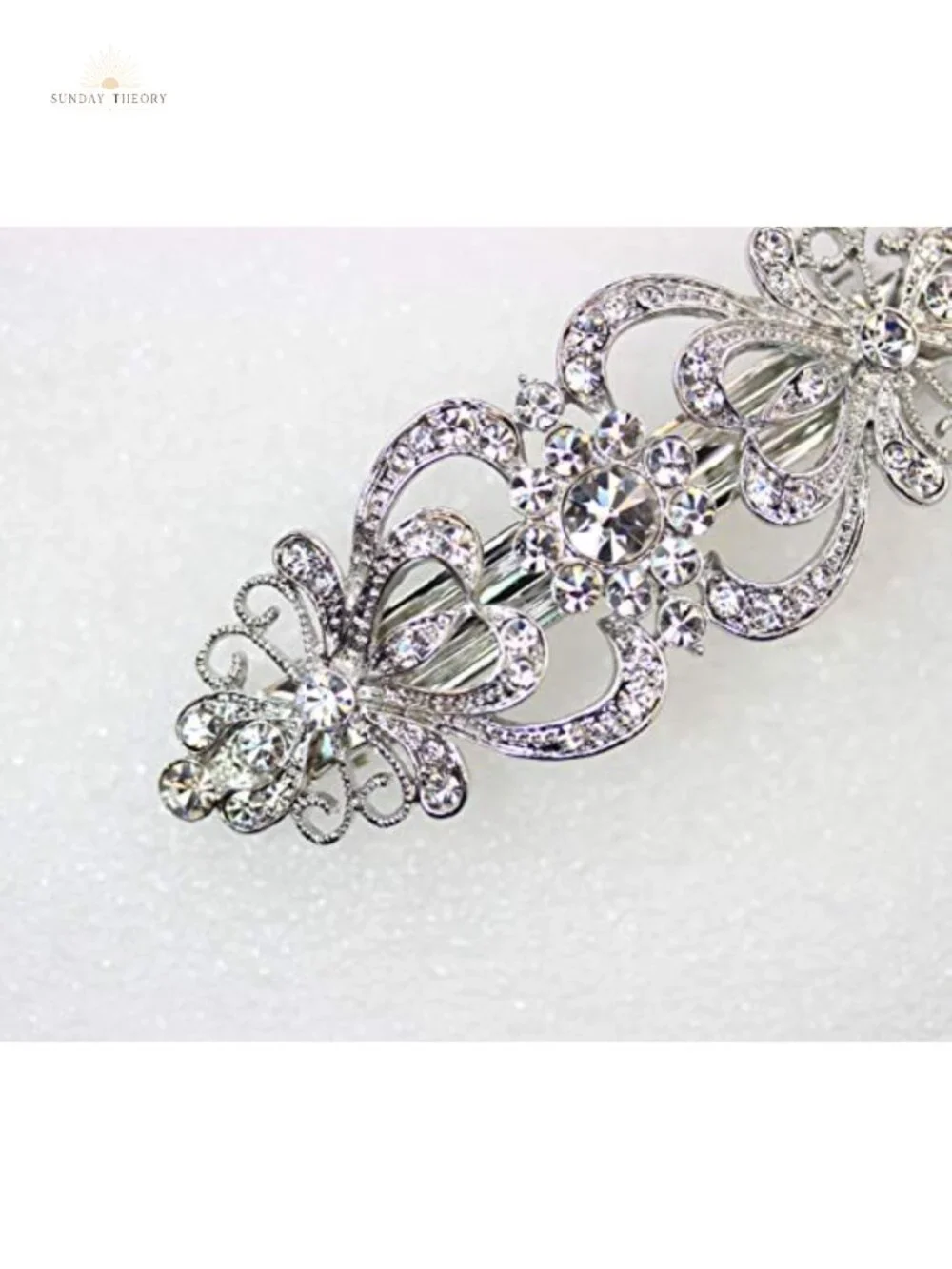 Crystal Floral Hair Barrette Rhinestone Flower Brooch Women's Hair Jewelry