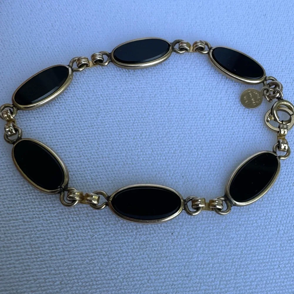 12K Gold Filled Black Onyx Bracelet