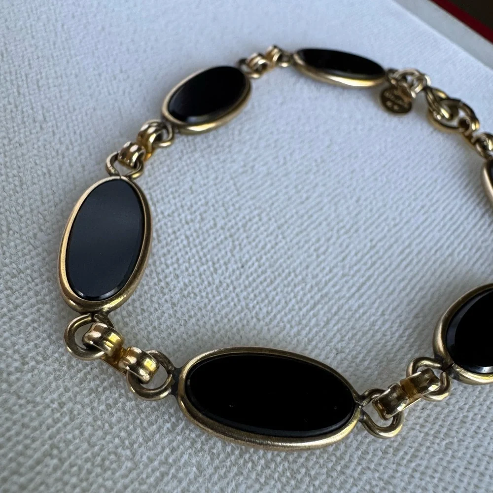 12K Gold Filled Black Onyx Bracelet