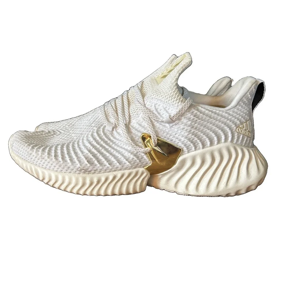 Adidas Alphabounce Instinct Men Size 11.5 Gold White Sneakers ART EE7613