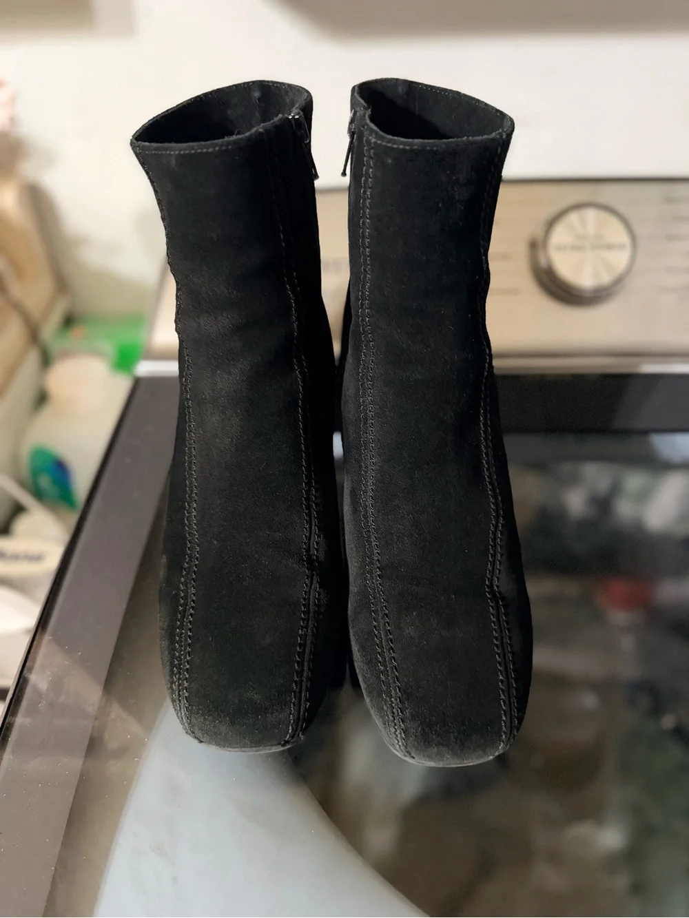 La Canadienne Women’s 11 Black Suede Square Toe Ankle Boots Made in Canada