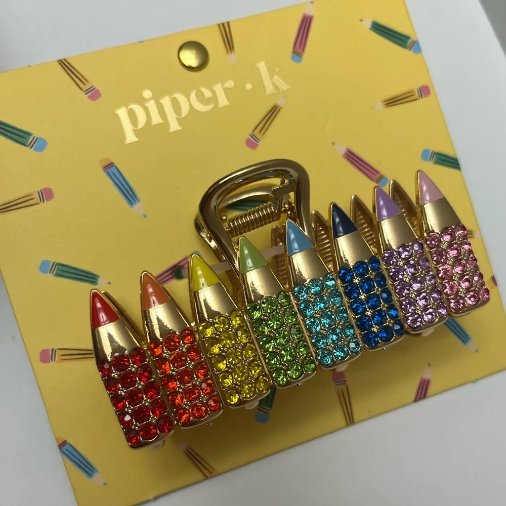 NWT ⚜️🌈⚜️ Piper K Gorgeous Rhinestone Multicolor Pencil Hair Clips