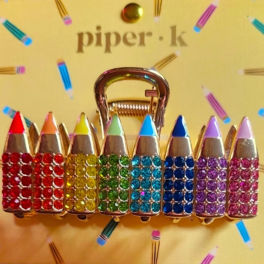 NWT ⚜️🌈⚜️ Piper K Gorgeous Rhinestone Multicolor Pencil Hair Clips