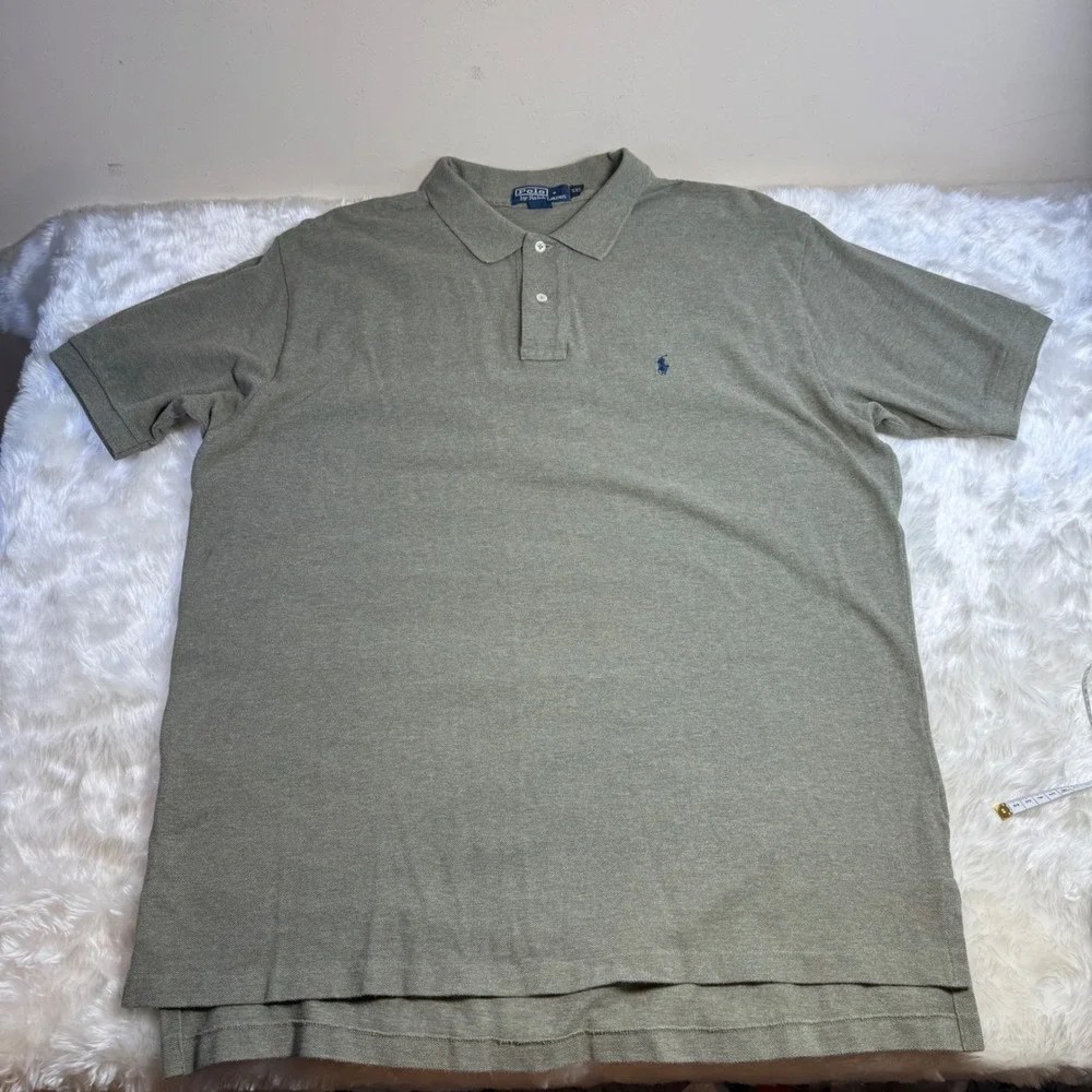 Polo Ralph Lauren Mens XXL Heathered Olive Green‎ Cotton Pique Short Sleeve Polo