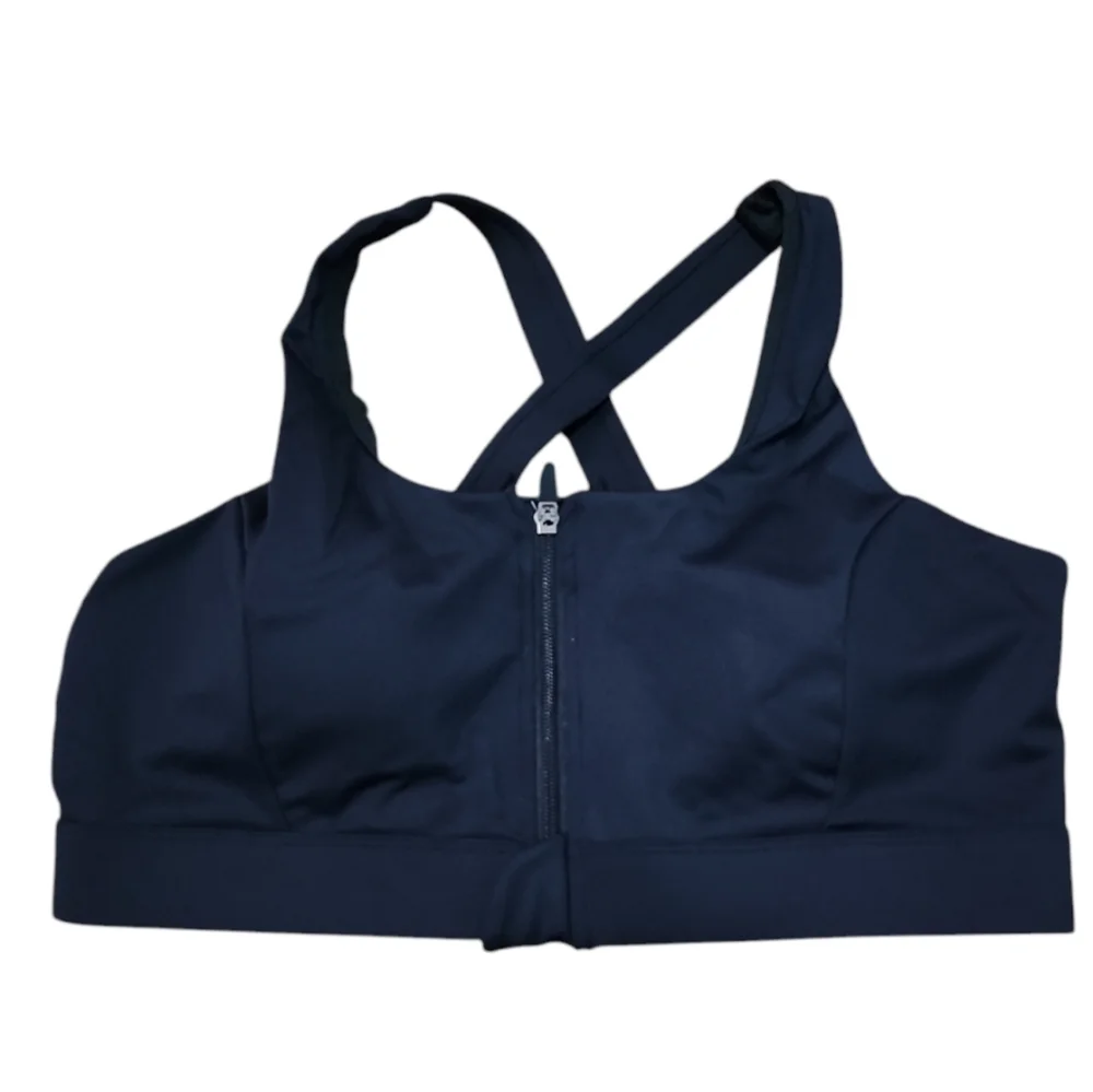 ANCOLOV Women's Black Front Zip Sports Bra Size 2XL‎