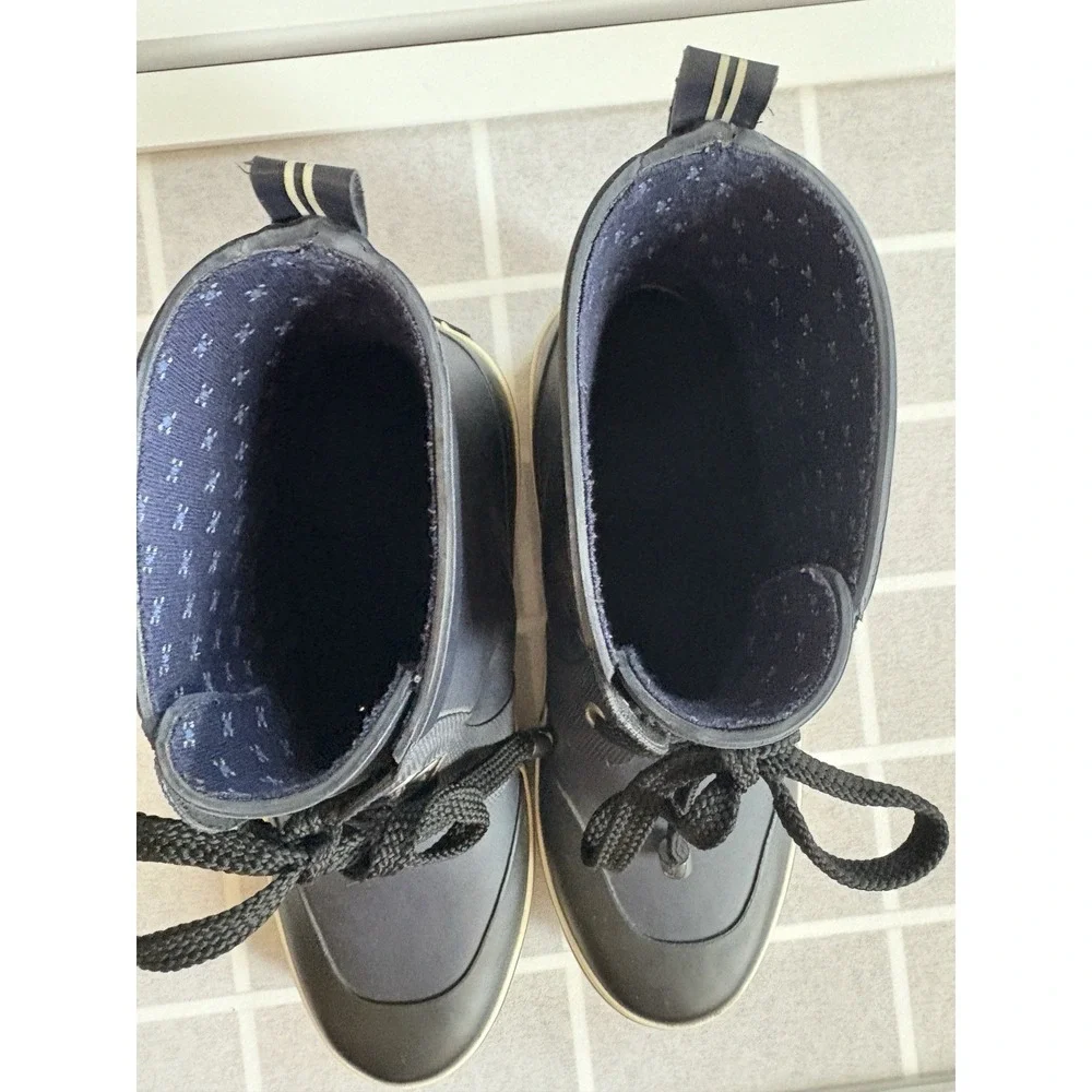 Nautica‎ Navy Blue Ankle Water Rain Boots Wellies Women's Sz 7 Lace-Up Coastal