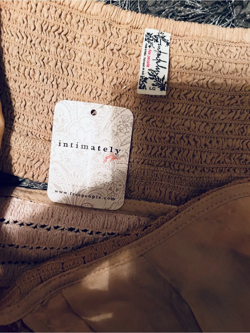 Free People Crochet Bralette in Cream, Tan & Burgundy Trim