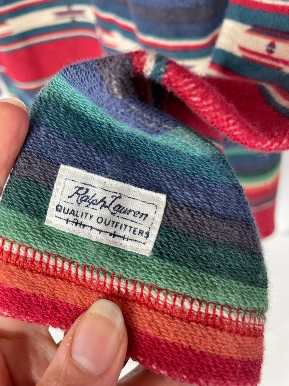 Polo Ralph Lauren Southwestern Striped Hooded Cardigan‎ XL Boho Aztec Open Front